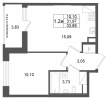 2 ккв (Евро) № 427 Корп.: 13 , Секция 3  в ЖК Город Звезд
