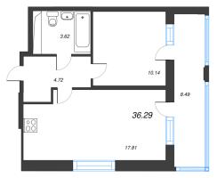 2 ккв (Евро) № 181 Корп.: 9 , Секция 1  в ЖК Город Звезд