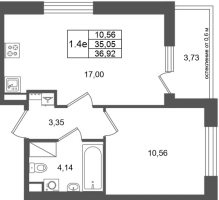 2 ккв (Евро) № 248 Корп.: 16.1 , Секция 1  в ЖК Город Звезд
