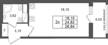 Студия № 276 Корп.: 14.1 , Секция 2  в ЖК Город Звезд