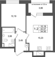 2 ккв (Евро) № 205 Корп.: 17.2 , Секция 1  в ЖК Город Звезд