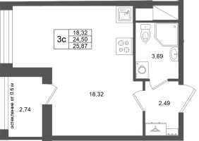 Студия № 314 Корп.: 16.2 , Секция 3  в ЖК Город Звезд