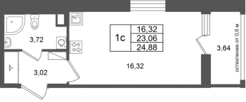 Студия № 224 Корп.: 14.1 , Секция 1  в ЖК Город Звезд