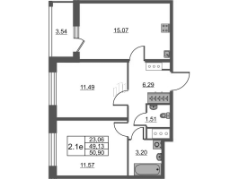 3 ккв (Евро) № 21 Корп.: 9 , Секция 1  в ЖК Город Звезд