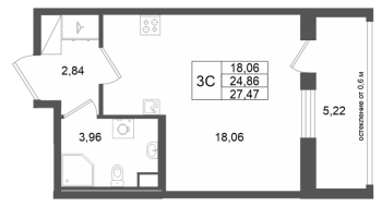 Студия № 576 Корп.: 13 , Секция 3  в ЖК Город Звезд