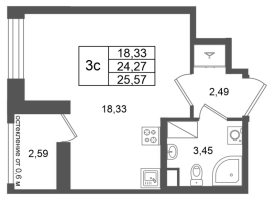 Студия № 100 Корп.: 14.1 , Секция 1  в ЖК Город Звезд