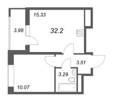 2 ккв (Евро) № 7 Корп.: 5.2 Уч. 23 , Секция 1  в ЖК Город Звезд