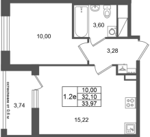2 ккв (Евро) № 102 Корп.: 16.1 , Секция 1  в ЖК Город Звезд