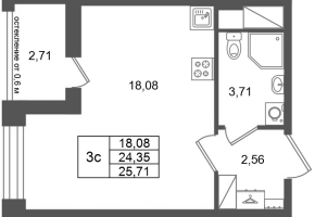 Студия № 301 Корп.: 16.1 , Секция 1  в ЖК Город Звезд