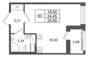 Студия № 365 Корп.: 14.2 , Секция 2  в ЖК Город Звезд
