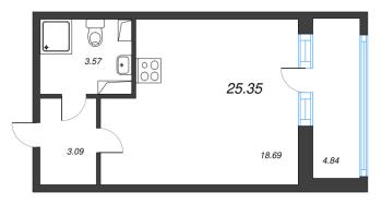 Студия № 20 Корп.: 5.1 Уч. 23 , Секция 1  в ЖК Город Звезд