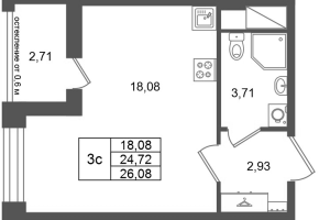Студия № 175 Корп.: 16.1 , Секция 1  в ЖК Город Звезд