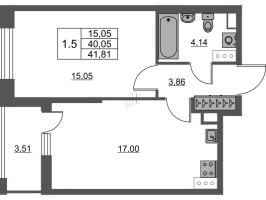 2 ккв (Евро) № 140 Корп.: 4 Уч. 22 , Секция 1  в ЖК Город Звезд