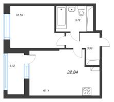 2 ккв (Евро) № 345 Корп.: 11 , Секция 3  в ЖК Город Звезд