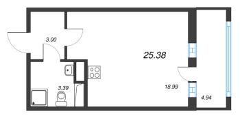 Студия № 259 Корп.: 2 Уч. 19 , Секция 3  в ЖК Город Звезд