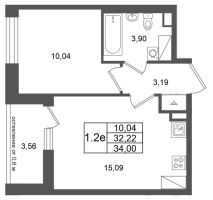 2 ккв (Евро) № 173 Корп.: 14.1 , Секция 1  в ЖК Город Звезд