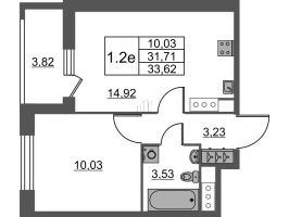 1 ккв № 452 Корп.: 8 Уч. 13 , Секция 3  в ЖК Город Звезд