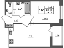 2 ккв (Евро) № 207 Корп.: 5.1 Уч. 23 , Секция 2  в ЖК Город Звезд