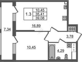 2 ккв (Евро) № 495 Корп.: 6 , Секция 3  в ЖК Город Звезд