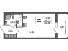 Студия № 424 Корп.: 10 , Секция 2  в ЖК Город Звезд