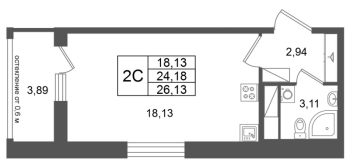 Студия № 282 Корп.: 14.2 , Секция 1  в ЖК Город Звезд