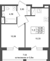 2 ккв (Евро) № 334 Корп.: 15 , Секция 2  в ЖК Город Звезд