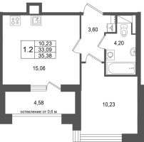 2 ккв (Евро) № 177 Корп.: 17.2 , Секция 1  в ЖК Город Звезд
