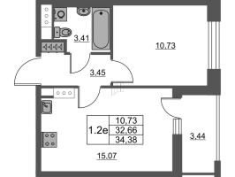 2 ккв (Евро) № 122 Корп.: 4 Уч. 22 , Секция 1  в ЖК Город Звезд