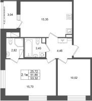 3 ккв (Евро) № 317 Корп.: 16.1 , Секция 2  в ЖК Город Звезд