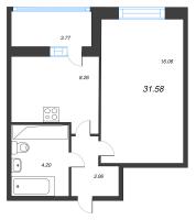 1 ккв № 304 Корп.: 12 , Секция 2  в ЖК Город Звезд