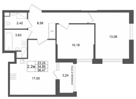 3 ккв (Евро) № 485 Корп.: 13 , Секция 3  в ЖК Город Звезд