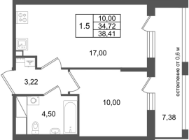 2 ккв (Евро) № 542 Корп.: 16.2 , Секция 4  в ЖК Город Звезд
