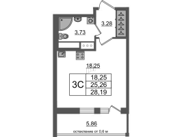 Студия № 572 Корп.: 12 , Секция 3  в ЖК Город Звезд