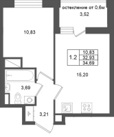 2 ккв (Евро) № 242 Корп.: 15 , Секция 2  в ЖК Город Звезд