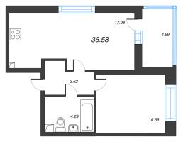 2 ккв (Евро) № 3 Корп.: 6 , Секция 1  в ЖК Город Звезд