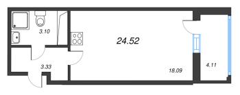 Студия № 549 Корп.: 8 Уч. 13 , Секция 3  в ЖК Город Звезд