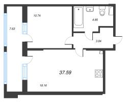 2 ккв (Евро) № 397 Корп.: 6 , Секция 3  в ЖК Город Звезд