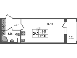 Студия № 63 Корп.: 2 Уч. 19 , Секция 2  в ЖК Город Звезд