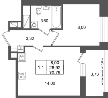 1 ккв № 181 Корп.: 16.1 , Секция 1  в ЖК Город Звезд