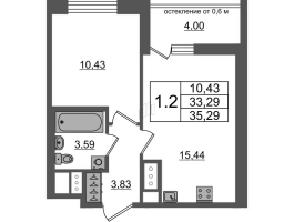 2 ккв (Евро) № 636 Корп.: 12 , Секция 3  в ЖК Город Звезд