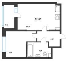 1 ккв № 302 Корп.: 13 , Секция 2  в ЖК Город Звезд