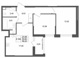 3 ккв (Евро) № 397 Корп.: 13 , Секция 3  в ЖК Город Звезд