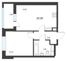 2 ккв (Евро) № 413 Корп.: 2 Уч. 19 , Секция 3  в ЖК Город Звезд