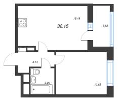 2 ккв (Евро) № 213 Корп.: 1 Уч. 17 , Секция 1.2  в ЖК Город Звезд