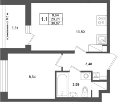 1 ккв № 372 Корп.: 16.2 , Секция 3  в ЖК Город Звезд