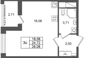 Студия № 201 Корп.: 16.1 , Секция 1  в ЖК Город Звезд