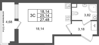 Студия № 284 Корп.: 14.2 , Секция 2  в ЖК Город Звезд