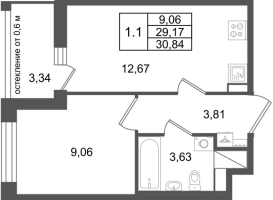 1 ккв № 495 Корп.: 16.2 , Секция 4  в ЖК Город Звезд