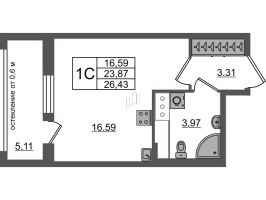 Студия № 647 Корп.: 11 , Секция 4  в ЖК Город Звезд