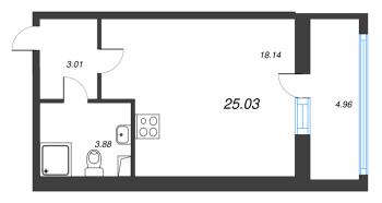 Студия № 3 Корп.: 5.1 Уч. 23 , Секция 1  в ЖК Город Звезд